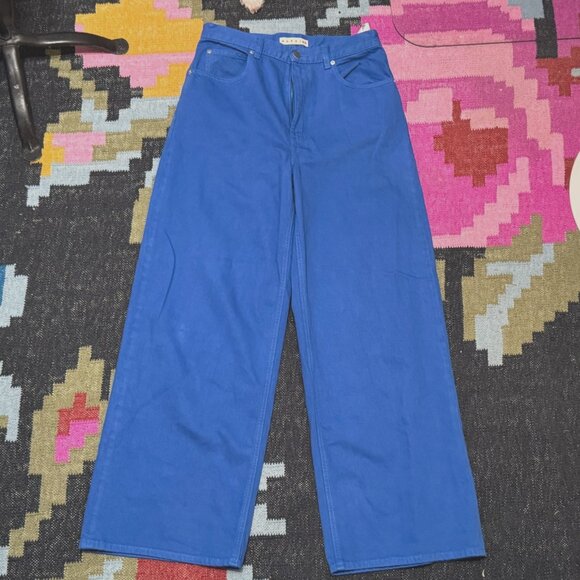 UNIQLO x MARNI 5-Pocket High Rise Baggy Denim Jeans, 100% Cotton, Cobalt Blue - Picture 1 of 15